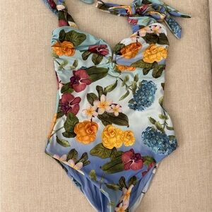 OndadeMar Blue and Yellow One Piece Swimsuit with Adjustable Straps